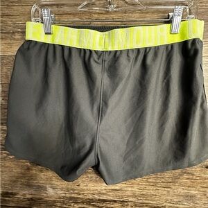 Under Armour Athletic Running Shorts - Gray with Yellow Waistband